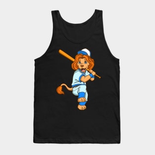 Cartoon lion playing baseball Tank Top